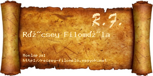 Récsey Filoméla névjegykártya